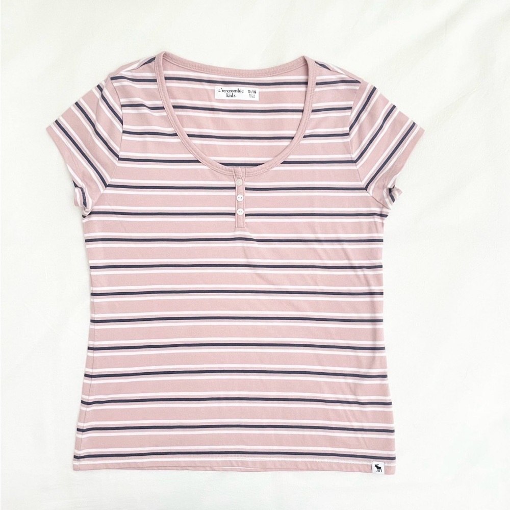 Abercrombie Kids Pink and White Striped Tee
